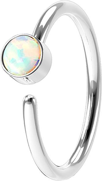 Star Piercing Micro Piercing Ring silber mit Opal weiss (Chirurgenstahl 316L, ohne Messing)