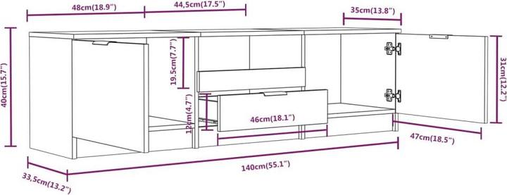 Produktbild VidaXL Cohen (140 x 35 x 40 cm)