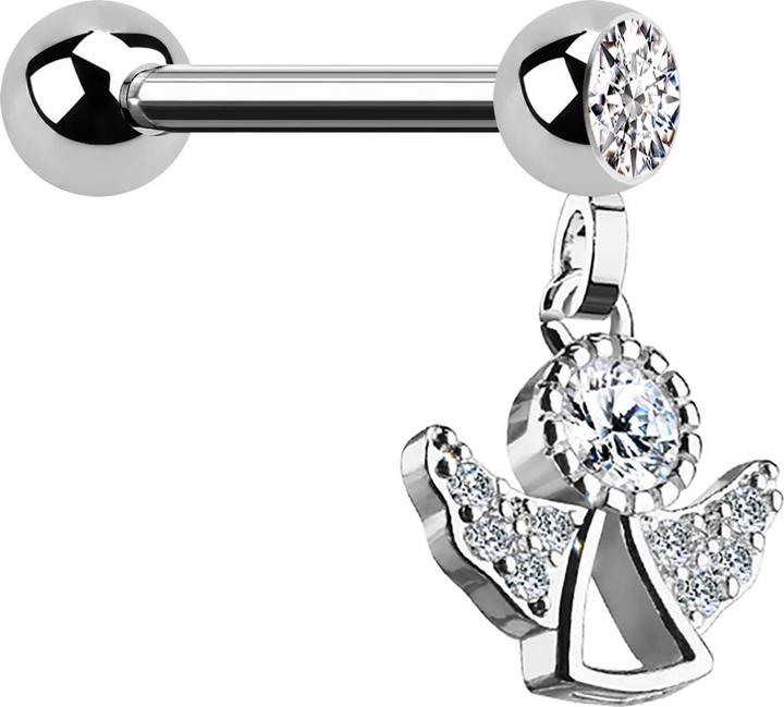 Image du produit Star Piercing Micro Barbell silber mit Kugel und Anhänger Engel (Laiton, Acier chirurgical 316L)