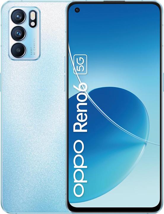 Immagine prodotto OPPO Reno6 (128 GB, Arctic Blue, 6.43", Doppia SIM, 64 Mpx, 5G)