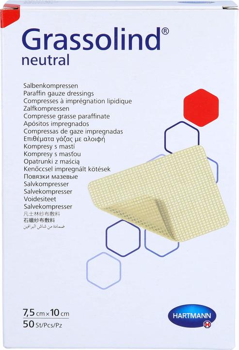 Actual product image Hartmann GRASSOLIND Ointment Compresses sterile 7,5X10CM, 50 pcs COM