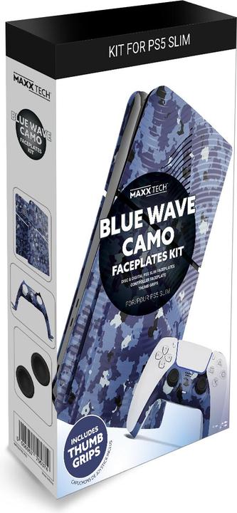 Actual product image Maxx Tech PS5 Slim Face Plates - Blue Wave Camo (PS5) (PS5)