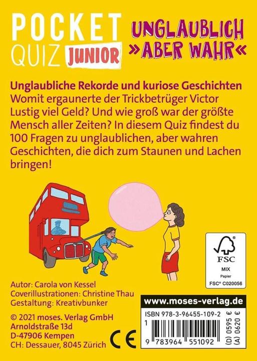 Immagine prodotto MOS50192 - Pocket Quiz junior - Incredibile ma vero, gioco di carte, 1+ giocatori (edizione DE) (Tedesco)