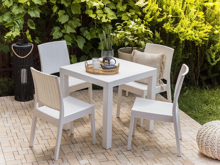 Produktbild Beliani Gartenmöbel Set Rattanoptik weiss 4-Sitzer FOSSANO (80 cm)