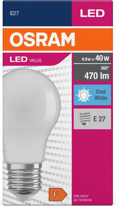 Actual product image Osram Value Classic (E27, 4.90 W, 470 lm, 1 x, F)