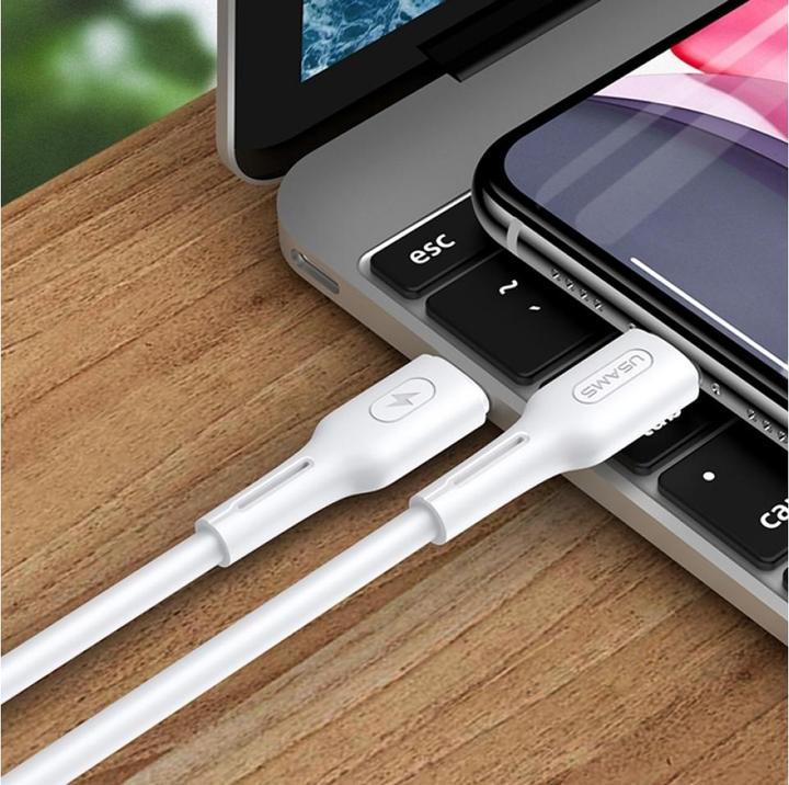 Actual product image Usams U43 USB-C to lightning fast charging cable 30W, White (1.20 m, USB 3.2 Gen 1, 30 W)