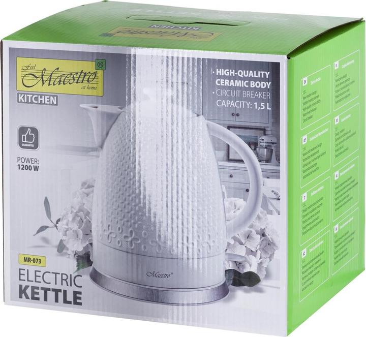 Immagine prodotto Maestro MR-073 Bollitore elettrico 1 2 l 1200 W Bianco (1.50 l, Spina UE)