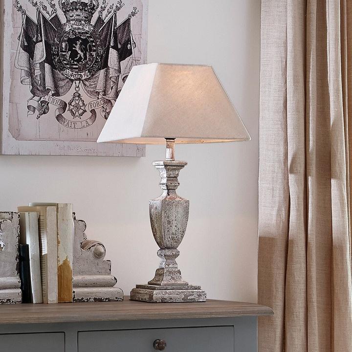 Actual product image Loberon Table Lamp Gorham white/antique grey (E27)