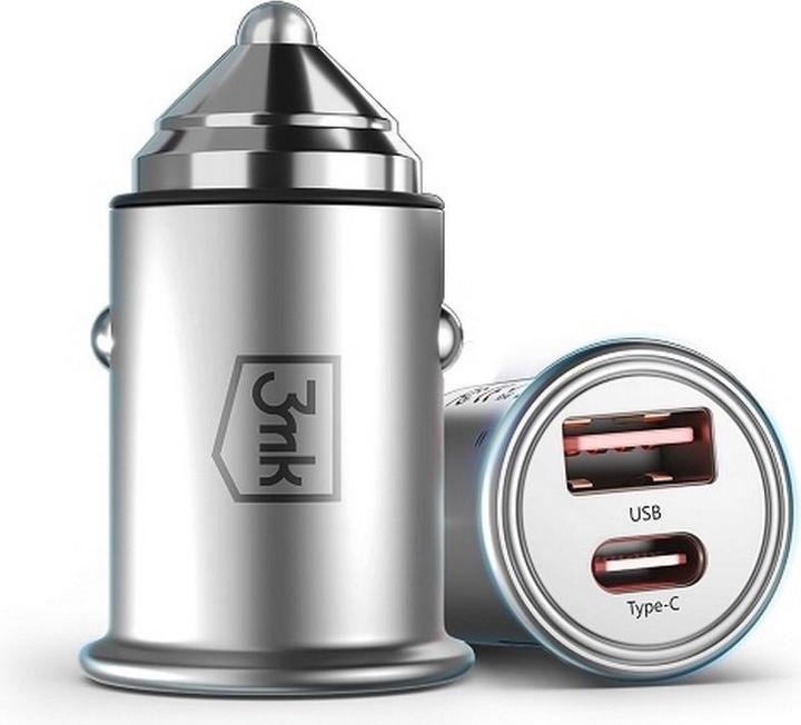 Produktbild 3MK Hyper Car Charger Type-C + USB ports QC 4.0 + PD 30W