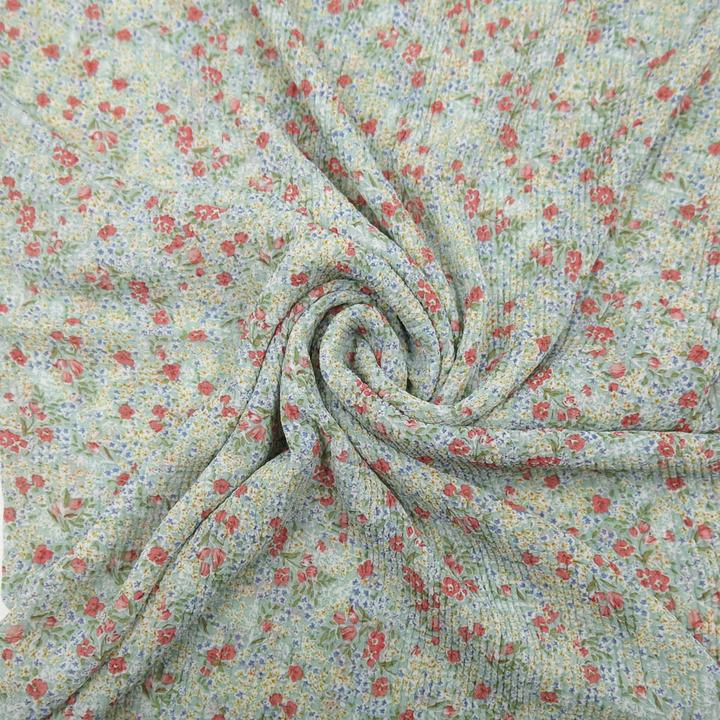 Produktbild Stoffrestposten Plissee Chiffon - Streublümchen auf Altmint