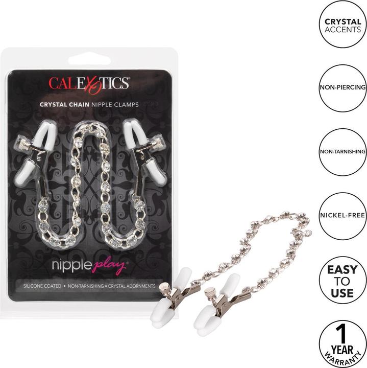 Actual product image CalExotics Crystal Chain Nipple Clamps