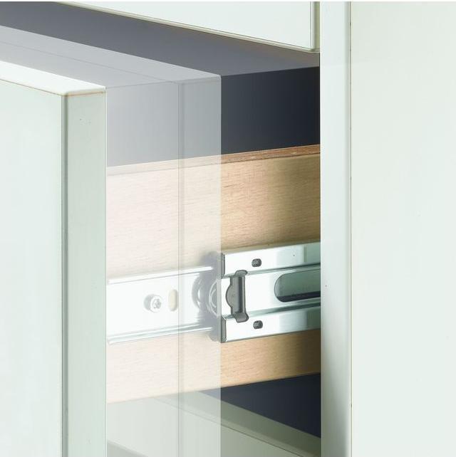 Produktbild Hettich Schubladenschiene Vollauszug 400 mm mit Anschlagdämpfung chromatiert 9126921 2 Stück