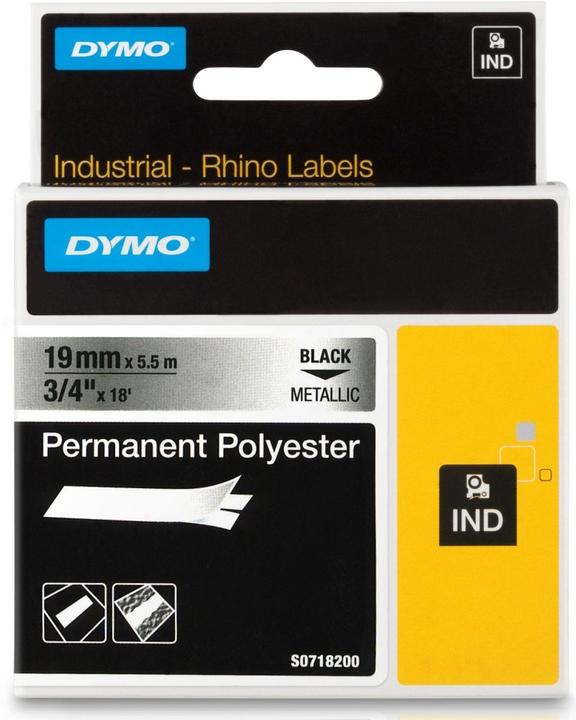 Dymo Schriftband 19mm (1.90 cm, Silber)