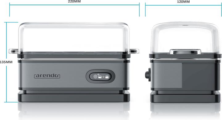 Actual product image Arendo Stainless steel egg boiler 6-egg boiler, 400 W, stainless steel, keep warm function, adjustable
