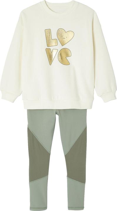 Produktbild Vertbaudet Mädchen Sport-Set: Sweatshirt mit goldener Schrift und Recycling-Polyester & Leggings (92)