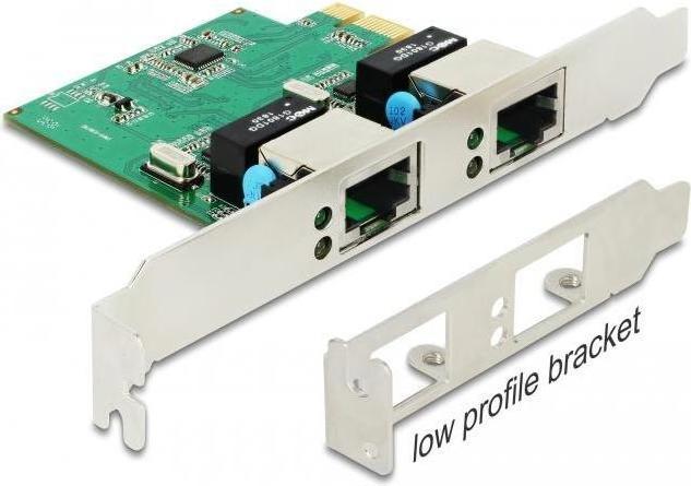 Actual product image Delock Network card 2 ports, 1Gbps Realtek RTL8111H chipset (PCI Express 1.0)