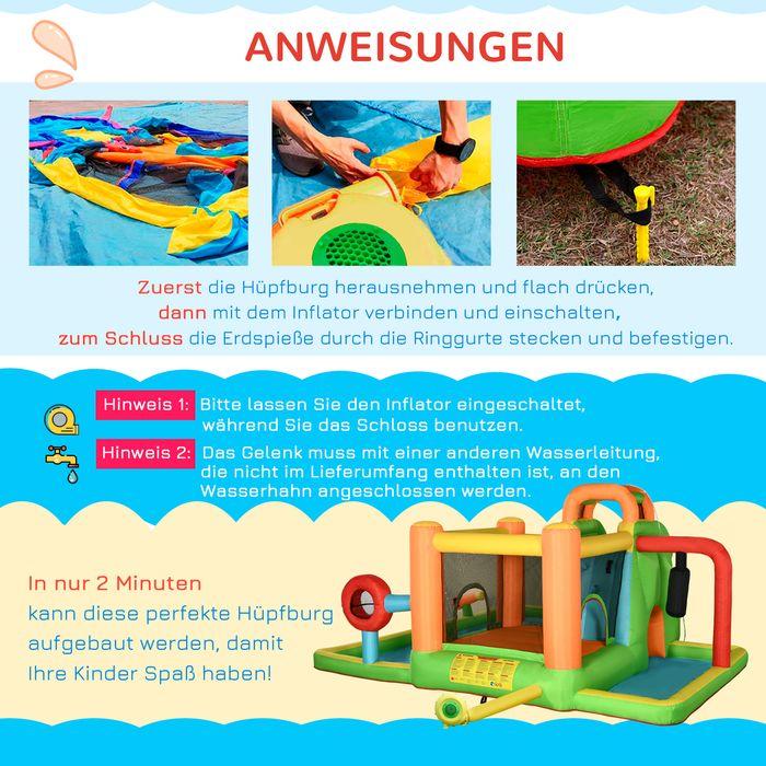 Produktbild Swisshandel24 Aufblasbare Hüpfburg, Spielburg, Sprungbereich mit Rutsche, Wasserpark für Kinder 3 bis 8 Jahre