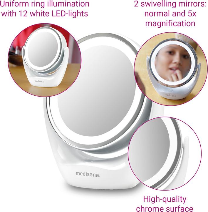 Image du produit Medisana CM 835 Miroir cosmétique 2en1, Ø 12 cm