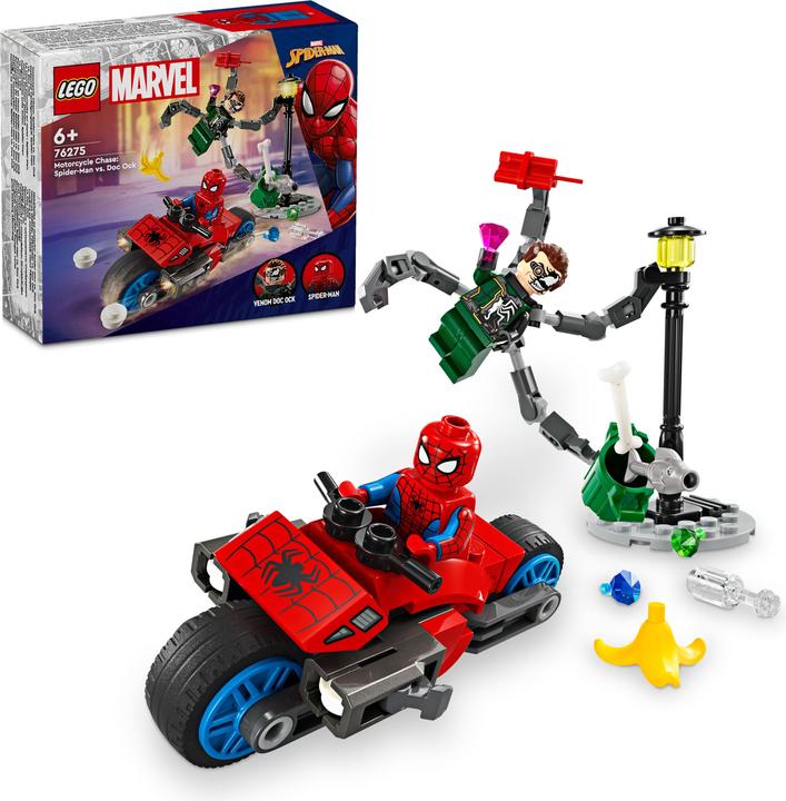 Produktbild LEGO Motorrad-Verfolgungsjagd: Spider-Man vs. Doc Ock (76275, LEGO Marvel)