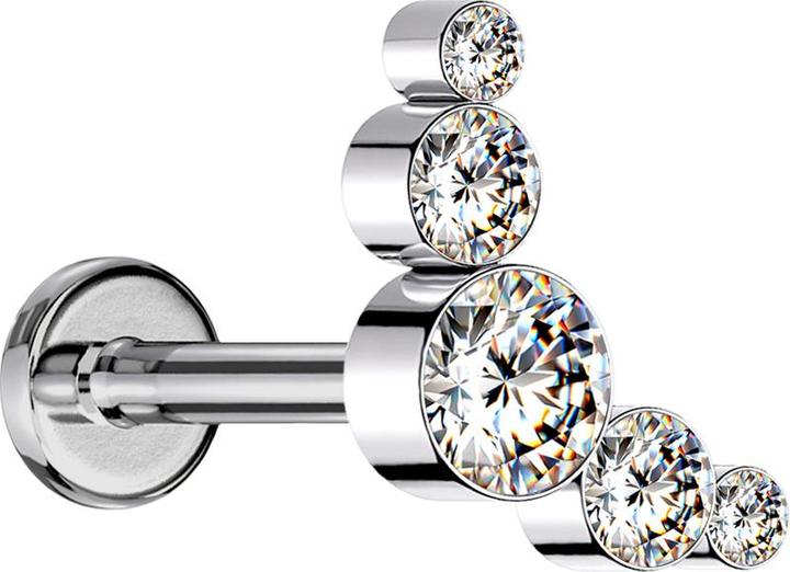 Produktbild Star Piercing Micro Threadless Labret Blume silber Herz (ohne MessingTitan G23, ohne MessingChirurgenstahl 316L)
