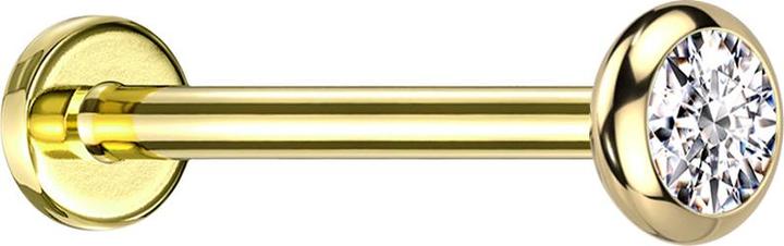 Image du produit Star Piercing Micro Threadless Labret doré disque arrondi cristal argenté (sans laiton, Titane G23)