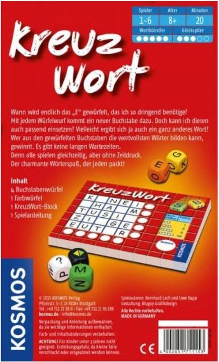 Produktbild Kosmos Mitbring-Spiel: Kreuzwort (Deutsch)