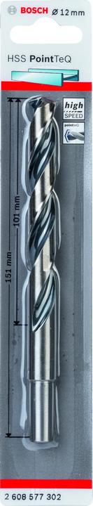 Produktbild Bosch Professional Zubehör Metallspiralbohrer HSS PointTeQ, DIN 338, mit reduziertem Schaft, 12,0 mm (12 mm)