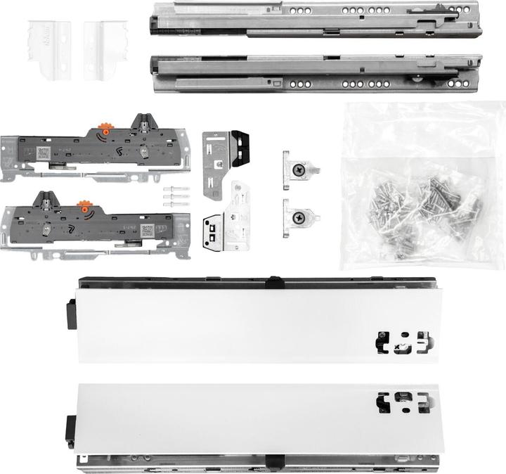 Vasalat BLUM Schubladenschienen TANDEM Zargenhöhe 83mm, 65kg, NL450mm, weiss, bis KB600mm