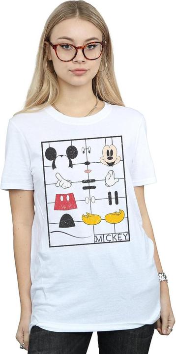 Actual product image Disney Womens/Ladies Mickey Mouse Construction Kit Cotton Boyfriend T-Shirt (3XL)