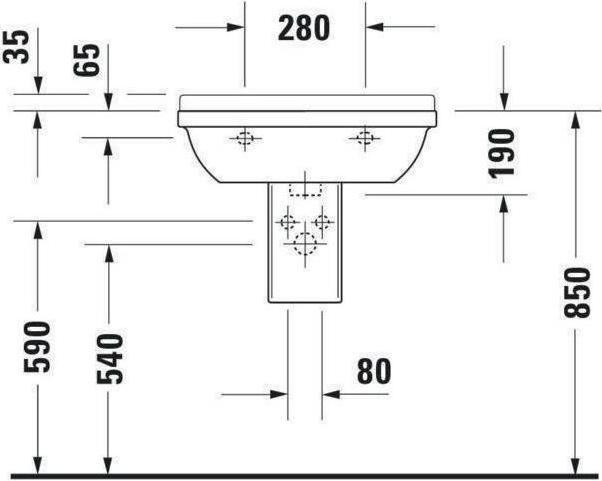 Immagine prodotto Duravit Lavabo STARCK 3 m ÜL HLB 1 foro per rubinetto 600x450mm bianco WG (450 mm, 600 mm)