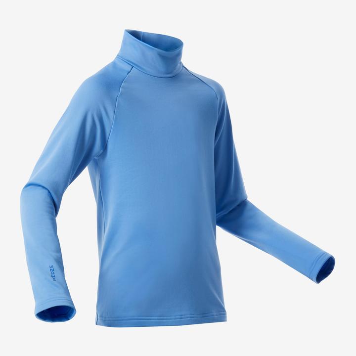 Wedze Skiunterwäsche Funktionsshirt Kinder hoher Kragen - BL 500 blau