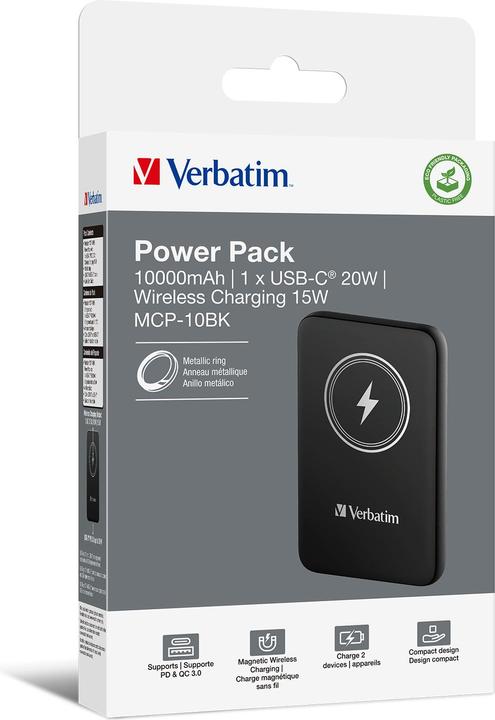 Actual product image Verbatim POWER BANK 10000 NOIR (10000 mAh, 20 W, 37 Wh)