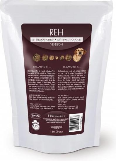 Produktbild Herrmanns Reh mit Bio Süsskartoffeln Nassfutter Stehbeutlel 130 g (Adult, Junior, Senior, 1 Stk., 130 g)
