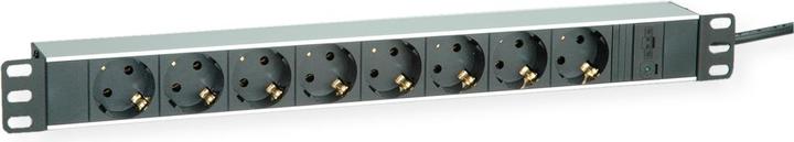 Actual product image Roline 48.26cm 19 inch power strip 8 outlet plus C14 plug aluminum 2.0 m