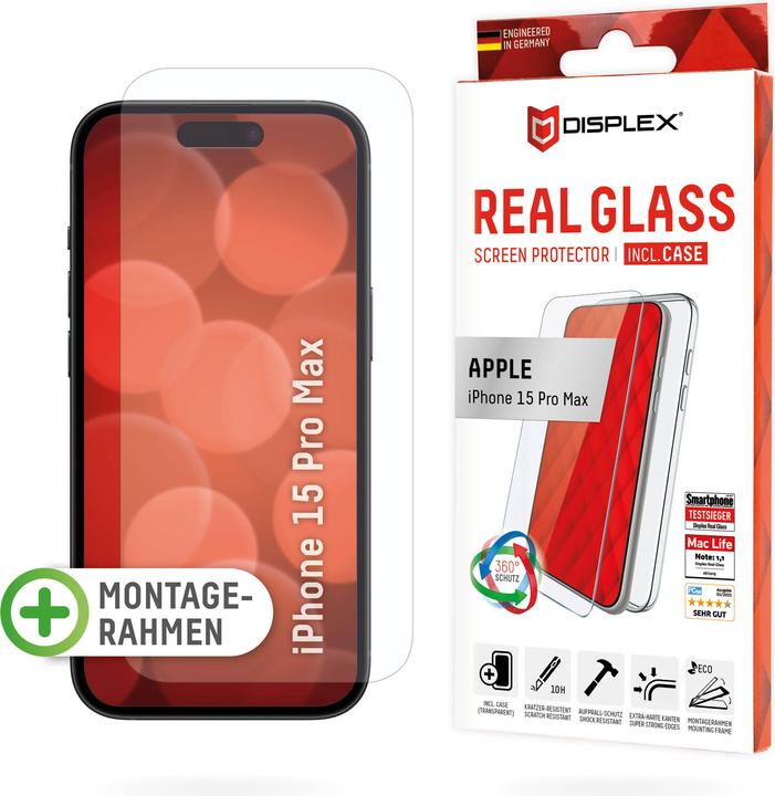 Actual product image Displex Real Glass, 2D Panzerglas + Handyhülle (1 Piece, Apple iPhone 15 Pro Max)