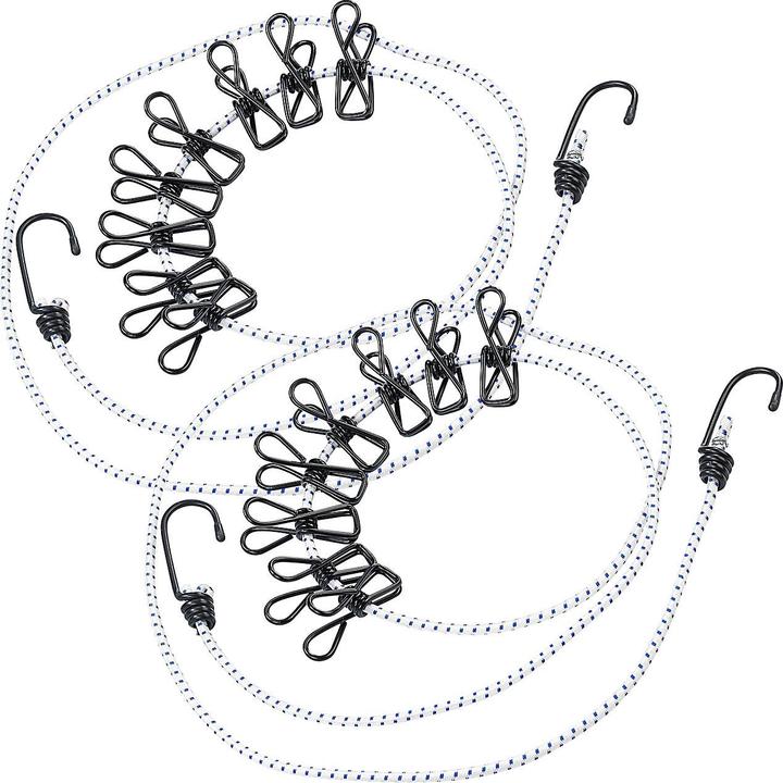 Produktbild Pearl 2er-Set flexible Wäscheleinen mit 8 beschichteten Klammern, 170-120 cm (1.20 m)