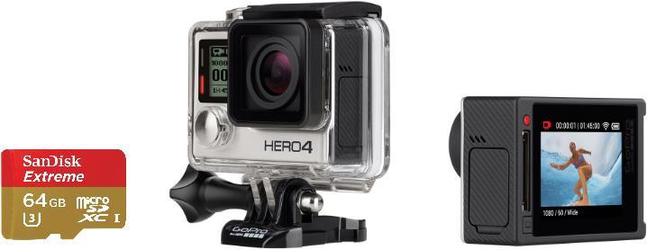 GoPro Hero 4 Silver Edition avec carte mémoire de 64 Go