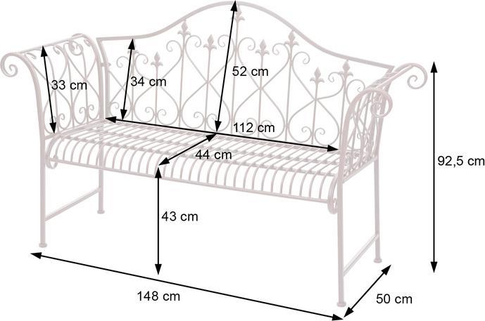 Produktbild Swisshandel24 Gartenbank, Parkbank Sitzbank, 2-Sitzer Metall mit Verzierungen Rost-Optik braun 150cm - ohne Sitzki