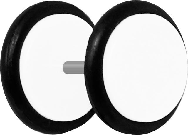 Star Piercing Fake Plug weiss mit O-Ring (ohne Messing, Acryl)