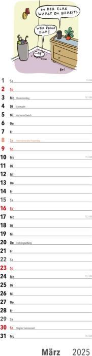 Produktbild Fiese Bilder Streifenkalender 2025: Monatskalender für die Wand (Deutsch)