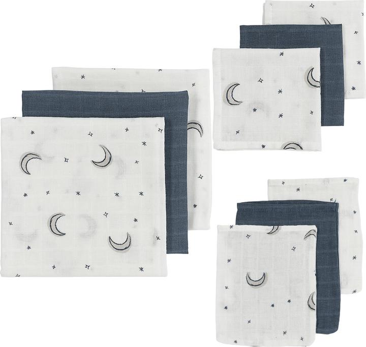 Meyco Kit de démarrage Baby Moon - pack de 9 - musselin - indigo (70 cm, 70 cm)