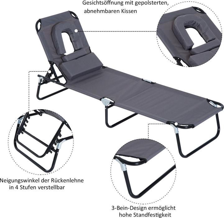 Image du produit Outsunny Chaise longue de jardin avec ouverture faciale (190 cm)