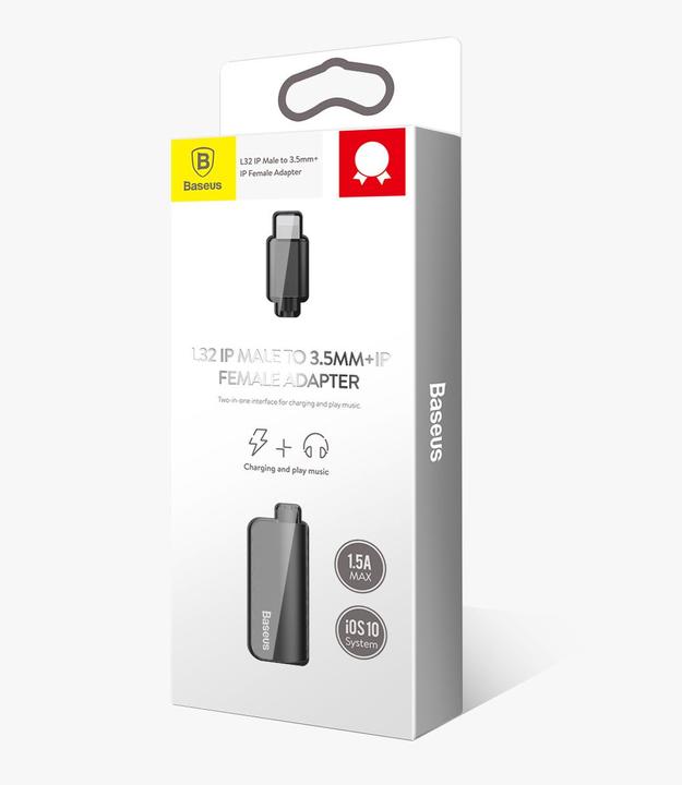 Image du produit Baseus Adaptateur L32 IP mâle vers 3.5mm+IP femelle Noir (Jack 3.5mm, Lightning)