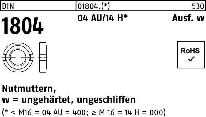 Produktbild Nutmutter DIN 1804 M 42 x 1,5 Automatenstahl/14 H