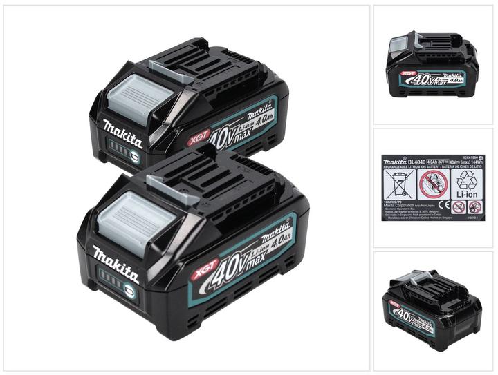 Produktbild Makita Akku Set 2x BL 4040 40 V max. 4,0 Ah XGT Li-Ion Akku ( 2x 191B26-6 ) IP64 Schutzklasse mit LE (40 V)