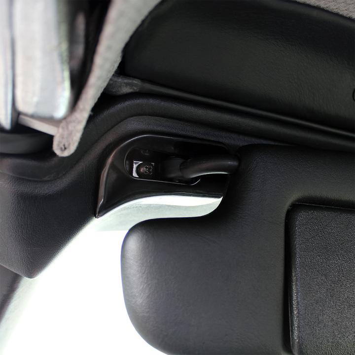 Actual product image Wiltec Sun Visor Pivot Trim Cap compatible with Mercedes SL R129 W124 black metal mount cap Left Side