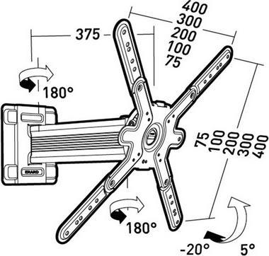 Actual product image Erard CLIFF 400TW90 swivel monitor wall mount 30-65 inch (Wall, 50", 30 kg)