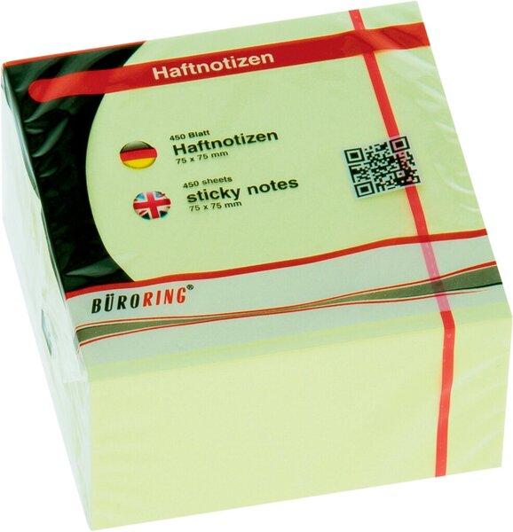 Image du produit Büroring Haftnotiz-Würfel, FSC, 75 x 75 mm, pastellgelb, 450 Blatt (75 x 75 mm)