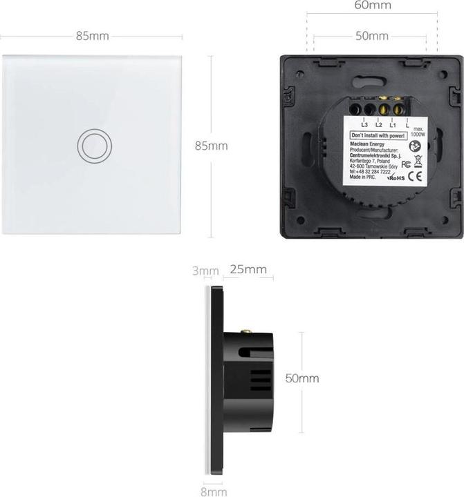 Actual product image Maclean Touch light switch