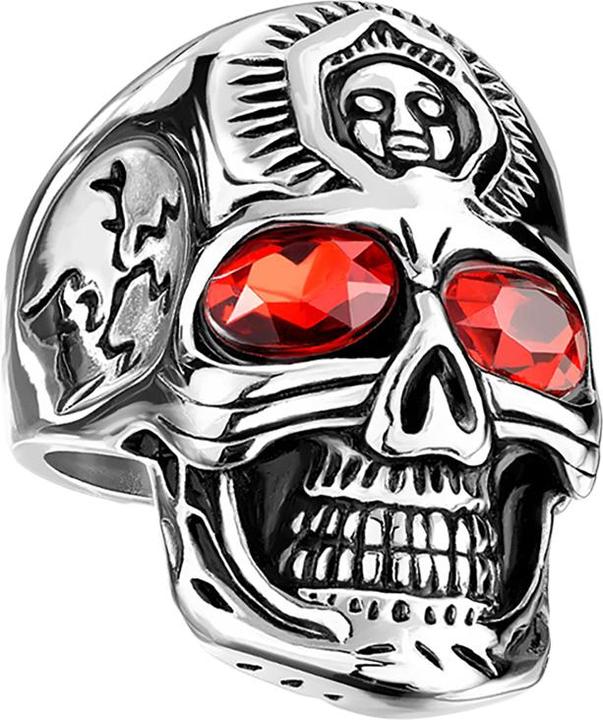 Immagine prodotto Star Piercing Anello teschio in argento con occhi in cristallo rosso (Acciaio chirurgico 316L, senza ottone)